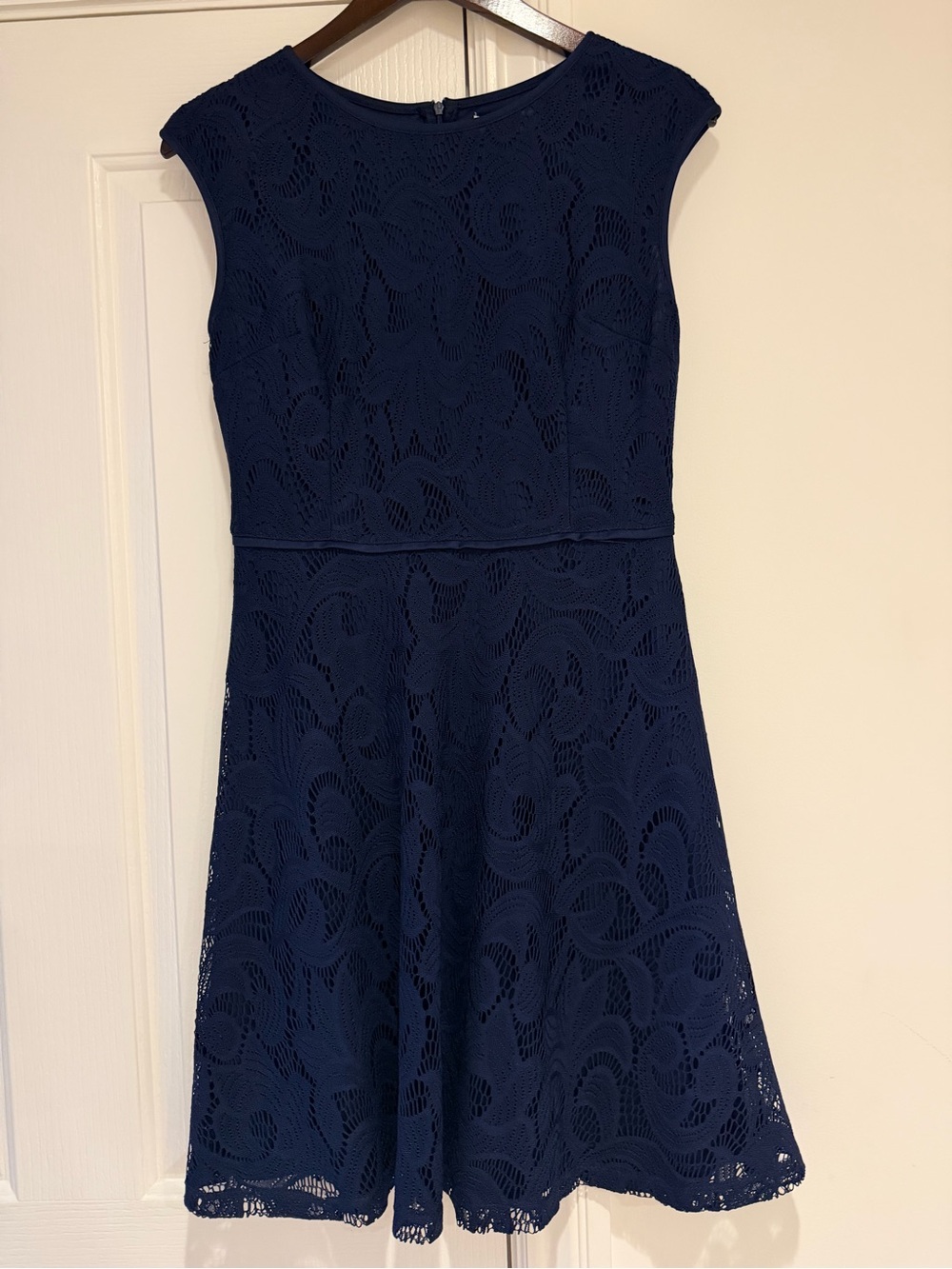 Wisp Navy Blue Lace Fit & Flare Dress Size 8 Lined